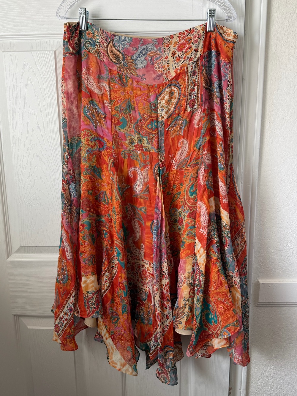 Lauren Ralph Lauren 100% Silk Paisley Handkerchief Midi Skirt 14